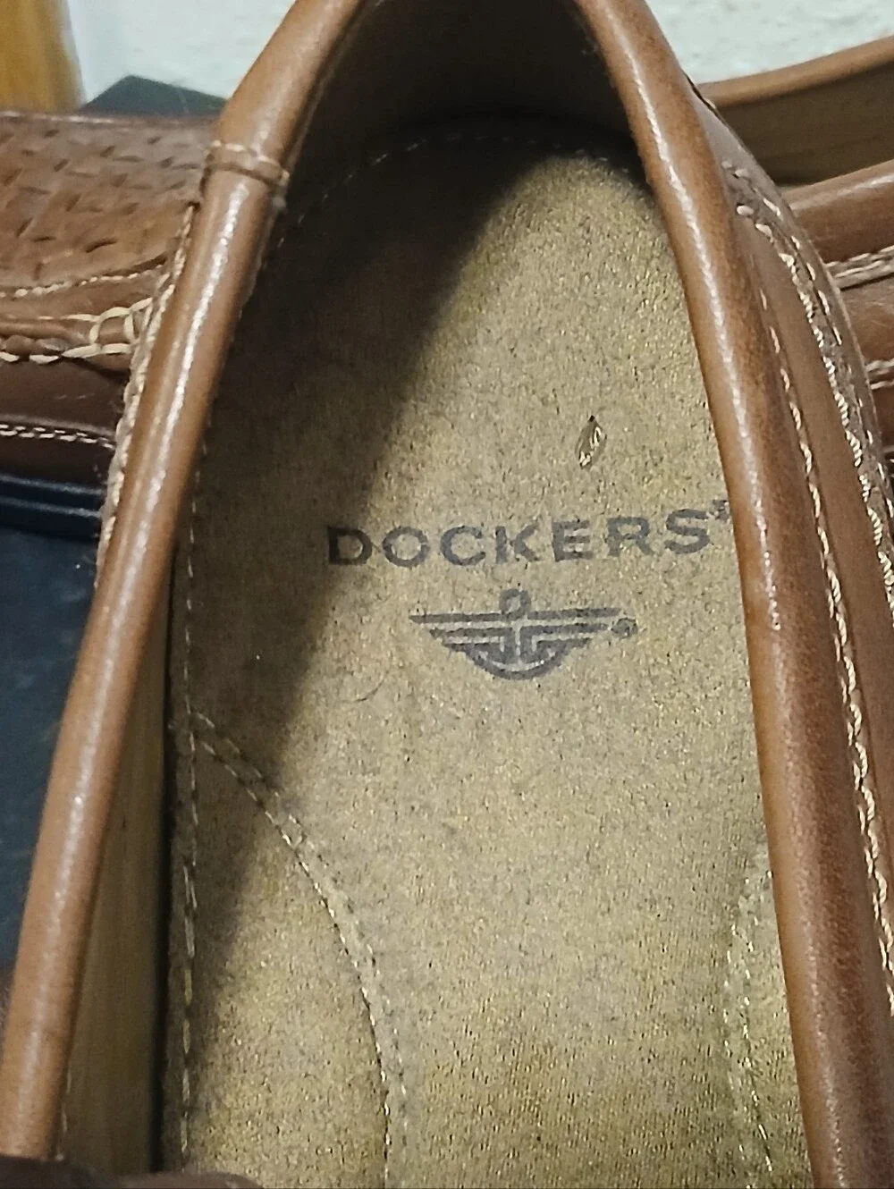 Dockers Brown Woven Leather Slip-On Loafers Men’s Size 9.5M Dress Casual